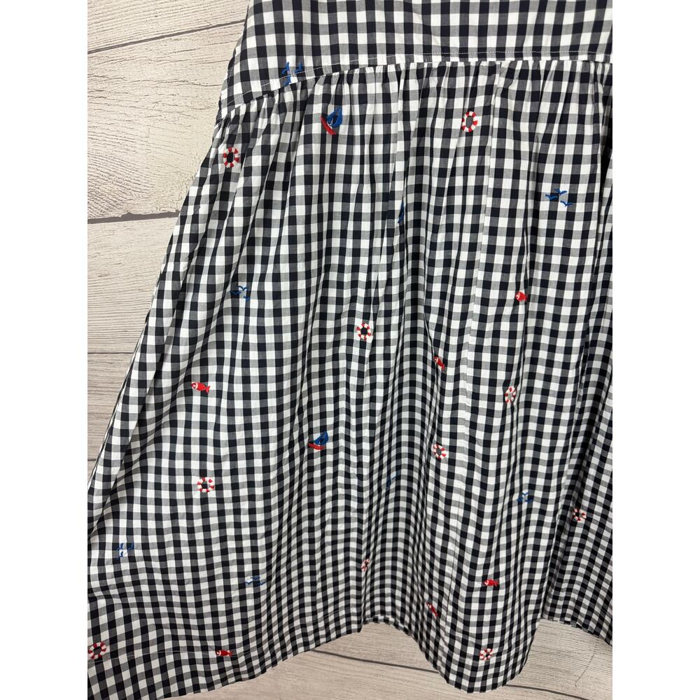 Free Assembly Women's Nautical Navy Embroidered Gingham Midi Skirt Size 6 - Picture 3 of 9